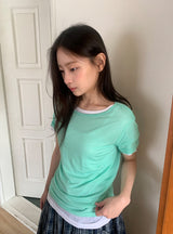26SS★ [BAONHAUS] セイディンテンセルレイヤード半袖Tシャツ