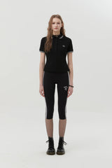 BUTTON POINT SLIM FIT COLLAR T-SHIRT - BLACK  