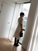 Ripple chiffon midi skirt
