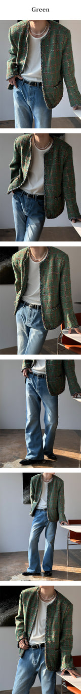 [S/S] Green shine tweed jacket