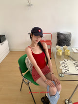 red apple sleeveless top