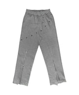 DIAGONAL STUD ZIP SWEAT PANTS(GREY)