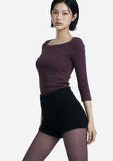 26SS★ [ EEUN MADE ] Soft Boat Neck Sleeve Three Quarter