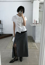 STRIPE BUTTON WRAP SKIRT