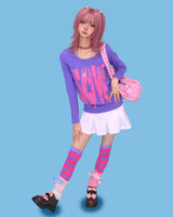 キッチュ パープルピンク ニーソックス