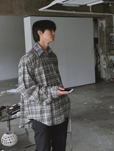 [A-S0314] バルーンフィットムードチェックシャツ (3色)