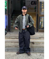 Non-fade diagonal raw denim pants