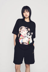 24FW ドッグハグガールベビーフェイス半袖Tシャツ (OVERSEAS EXCLUSIVE) ブラック
