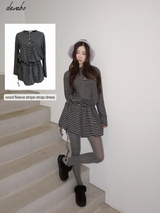 wool fleece stripe strap pumpkin dress