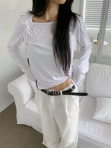 Cloud Draw Deck Shirring Team Long Sleeve T-Shirt (4 Colors)