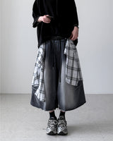 Check Skirt Bermuda Denim