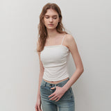 シャーリングキャップノースリーブ WHITE