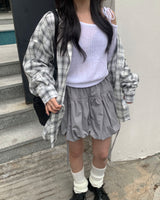 (Unisex)デストロイドチェックシャツ