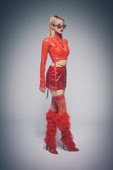 Real Leather Fur Boots(Red)