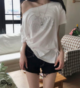 polky low-cut stitch short denim pt