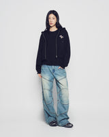25FW WOMAN ミニACベアクロップフーディージップアップ ブラック