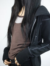 Ribbed Hoodie -Black