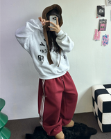 フリース❤トラックライン3ラインロングパンツ ❤🖤🤍💙🩶5COLOR