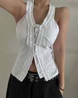 frill halterneck striped shirt blouse