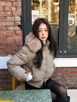 #Winter 2WAYファーフードクロップパディング (3color)