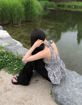 Sov Check Halter Blouse