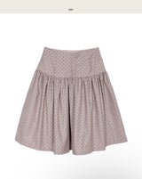 cheek dot flare button midi sk