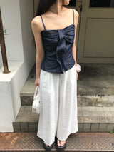 ミル バック バンディング ワイド ピンタック ロング パンツ