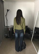 ニュー ローライズ ウォッシュド ストレートレッグ ワイドフィット デニム ジーンズ
