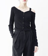 Lush Asymmetrical One-Shoulder Snap T-shirt
