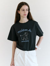 MAISON ROLA PUPPY FRIENDS T-SHIRT CHARCOAL