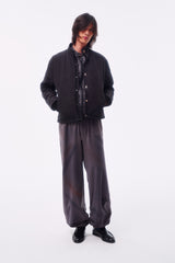 FLEECE SPRAY-DIRT CROSS LINE HEM DRAWSTRING ADJUSTABLE SWEATPANTS