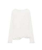 ASYMMETRIC SHIRRING LACE CARDIGAN DUSTY WHITE
