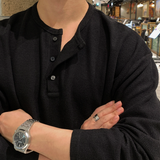 Adaph Henry Neck Waffle Overfit Long Sleeve Tee