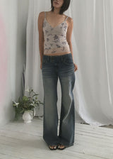TWO BUTTON LOOSE BOOTS CUT DENIM (S-L)