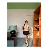 ribbon frill sweet short-sleeved knitwear