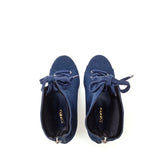 Suede Lace-Up Open Toe Heel(Navy)