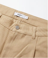 Wide Cotton Pleated Bermuda Shorts Beige