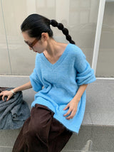 Easy V-neck loose fit V-neck knitwear