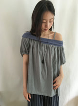 カヒニオフショルダータイシャーリング半袖Tシャツ