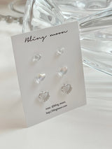 [3 set] Aurora summer heart earrings set / summer earrings simple daily layered