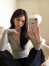 ヘンリーネックリブワームスリムTシャツ (4color)