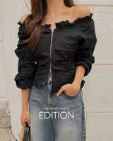[MADE] Denin frill blouse