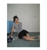 ribbon frill sweet short-sleeved knitwear