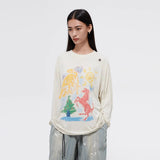 FMACM Bored and Mad 24AW Crayon Hand-Painted Cow Horse Comfortable Skin-Friendly Long Sleeve T-Shirt