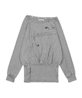DRAWING STRIPE OFF-SHOULDER (GRAY) F26QB044