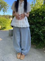ストライプメガデニムパンツ