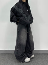 zipper carpenter double-knee pants