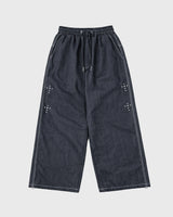 Bone Cross Stud Wide Denim Pants