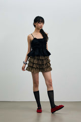 LEOPARD CANCAN MINI SKIRT PANTS / BROWN