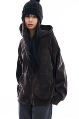 Monaco corduroy hooded zip-up